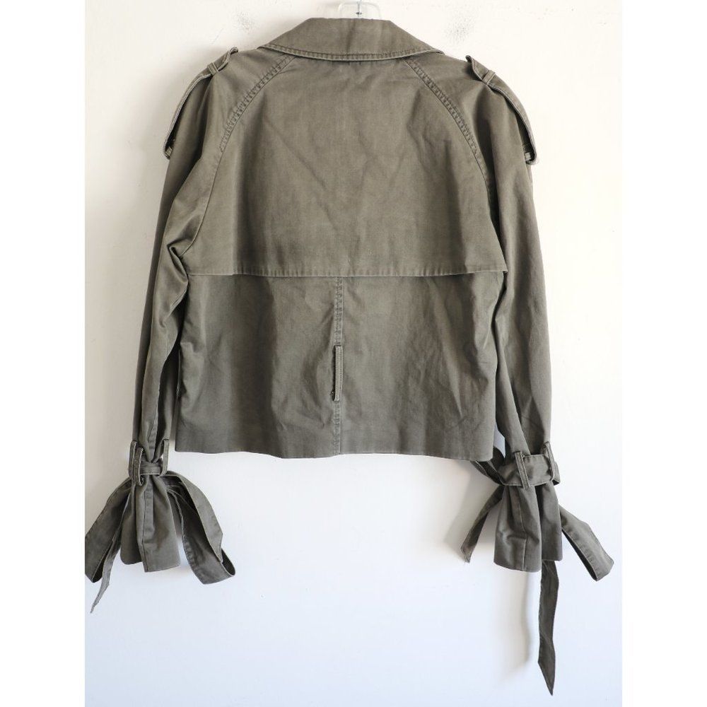 Anine Bing Olive Green Tie-Sleeve Trench Jacket - Picture 4 of 11